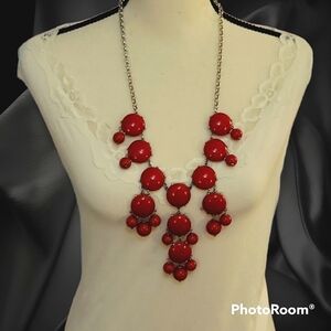 3/$30 EXPRESS Space Age Red Circle Bubble Cluster Statement Valentine's Necklace